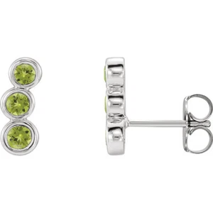 Peridot Three-Stone Ear Climbers In Sterling Silver - Picture 1 of 1