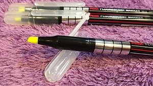 3x Pentel Highlighter Pen Yellow Fluorescent Ink Marker Gift S512 Chisel Point - Picture 1 of 5