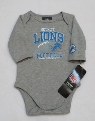 NFL Detroit Lions Gray Long Sleeve Bodysuit 3-6 Months - Image 1 of 3