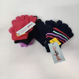 Cat & Jack Tech Touch Kids Knit Gloves 5 Pairs One Size Stretch Target - Picture 1 of 7