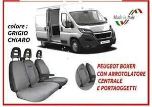 Sitzbezüge für Peugeot Boxer mit Beistelltisch Schonbezüge Auto Grau Transporter - Bild 1 von 5