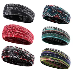 Women/Men Yoga Sports Wide Headband Elastic Boho Hair Band Head Wrap Wristband - Picture 1 of 12