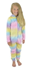 Pijama unicornio todo en uno esponjoso multicolor para niños, pijama de una pieza, LN141 - Imagen 1 de 9