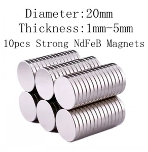 20pcs Dia 20mm Thickness 1-5mm Strong NdFeB Magnet Rare Earth Cylindrical Magnet - Picture 1 of 17