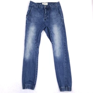 Free Planet Jogger Jeans Button Fly Slim Fit 30x30 Blue Streetwear Normcore - Picture 1 of 13