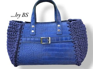 Handmade Henkeltasche, Tasche, Gehäkelt, Krokokunstleder, Geschenk - Bild 1 von 1