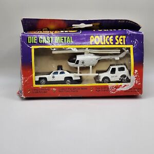 Police Die Cast NOC/NIB Mega Movers- Police Set Sheriff-Helicopter, Jeep, Car