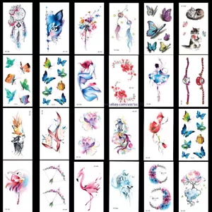 10 Sheets Flowers Butterfly Waterproof Body Temporary Tattoos Stickers US - Picture 1 of 3