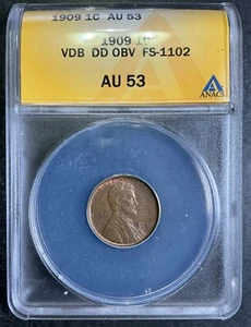 ANACS AU53 1909 VDB Wheat Cent DDO 2 Doubled Die Rare Cherrypicker FS-1102 12 - Picture 1 of 2