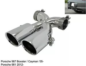 Chrome Auspuffblende Endrohre für Porsche Boxster Cayman 987 ab 05 981 ab 2012 - Bild 1 von 8