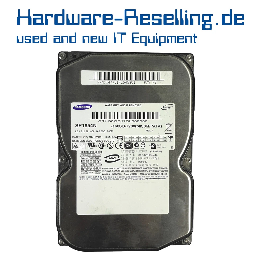 Samsung Spinpoint SP1654N 160GB Ide 3,5" HDD - Imagen 1 de 1