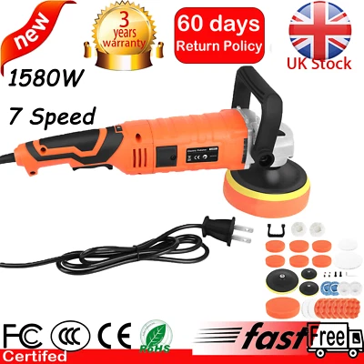 Electric Car Polisher Sander Buffer Polishing Machine Kit 1580W 7 Variable Speed - Image 1 of 4