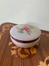 Cute Floral Vintage Circular Hinged White Acrylic Sewing Box 