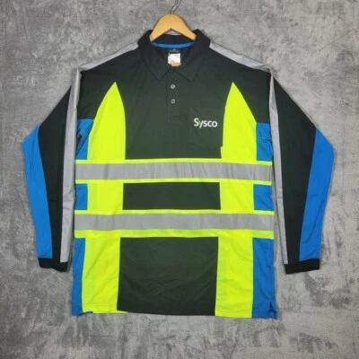 SYSCO Aramark Reflective Uniform Shirt Mens XL Long Employee Polo Long Sleeve - Image 1 of 4
