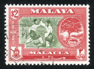 Malasia - Malacca Scott # 65 (SG 9) Bersilat, Malaca Árbol y Ratón Ciervo Foto 1 de 2