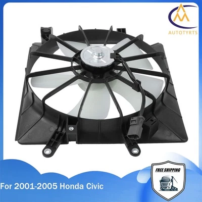 For Honda Civic 2001-2004 2005 1.7L Black Engine Radiator Cooling Fan Assembly Foto 1 de 4