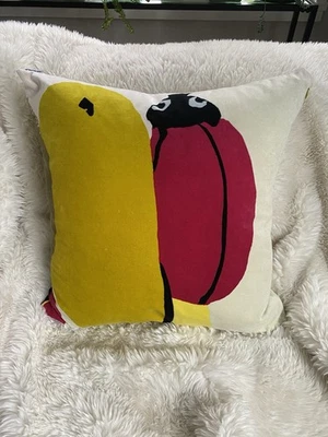 Marimekko Graphic Cotton Velvet Throw Pillow Double Sided 19.5” - Image 1 of 4