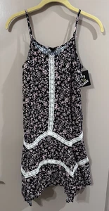 Art Class Girls Black Floral Sleeveless Summer Tank Dress - NWT - Size 10/12 - Picture 1 of 8