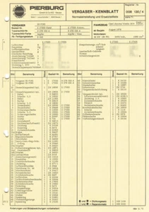 Datenblatt Einstelldaten Solex 35 PDSI Vergaser Opel Ascona Manta 16N 9276053A - Foto 1 di 2