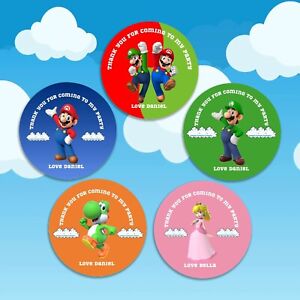 Personalised Mario/Luigi Birthday Stickers For Party Thank You Sweet Cone