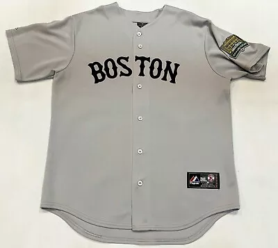 Majestic MLB 100th Boston Red Sox GONZALEZ #28 Baseball Jersey L Gray Sewn - Image 1 of 4