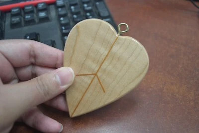 CARVED HEART BROWN WOOD PENDANT 3 1/2" #T-119 - Image 1 of 2