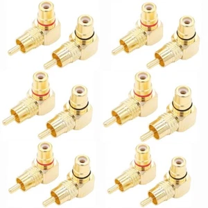 Conector latón RCA ángulo recto macho a hembra enchapado en oro adaptador de 90 grados - Imagen 1 de 9