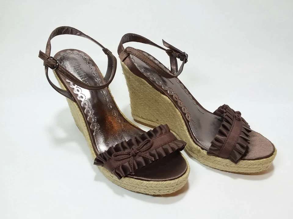 Sandálias anabela femininas Nordstrom Boutique marrom/bronze espadrille - Tamanho 7 M - Imagem 1 de 4