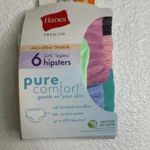 NWT- Hanes- Girls tagless hipster pack (6)- girls size Medium (8) - Picture 1 of 4