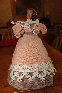 Blonde Barbie Springtime Doll Wearing Hand Crochet Beige Dress - Picture 1 of 6