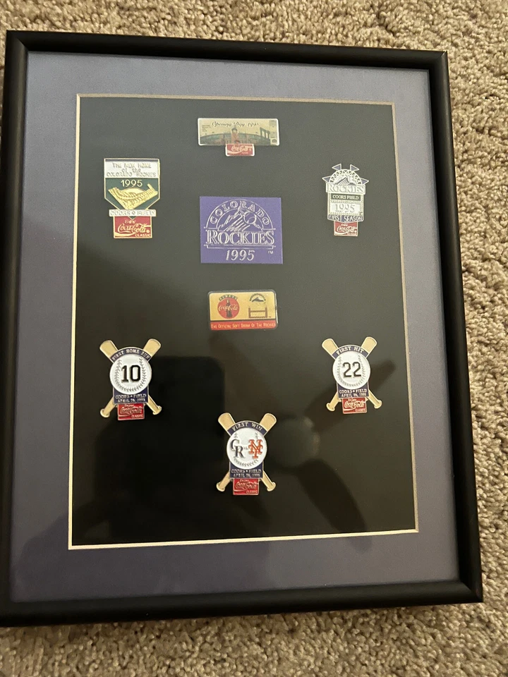 1995 Colorado Rockies Coca Cola Framed Pin Set - Image 1 of 4