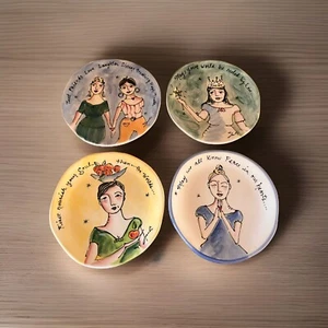 Julia Junkin Studio Piatti Ceramica Regina Pace Amica Anima Ispirazione Set di 4 - Foto 1 di 7
