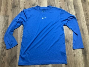 Nike Shirt, Boy's Size Medium, Blue, Long Sleeve, Dri Fit, Logo - Picture 1 of 10