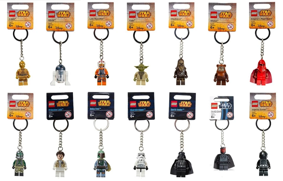 Lego Star Wars-Schlüsselanhänger-Darth Vader-Luke Skywalker-R2-D2-C-3PO-Yoda etc - Bild 1 von 1