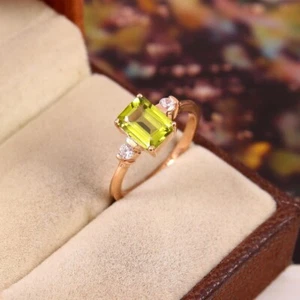 Natural Peridot Ring Peridot Silver Ring August Birthstone Ring Beautiful Rings - Picture 1 of 4