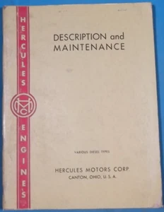 HERCULES DHXB DRXB ENGINE OPERATION & MAINTENANCE MANUAL BOOK - Picture 1 of 5