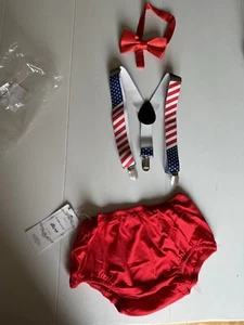 Baby USA Outfit Up To 6 Months Suspenders - Picture 1 of 5