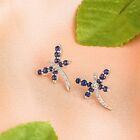 Boucles d'oreilles papillon diamant saphir bleu créé en laboratoire rond plaqué or blanc 14 carats