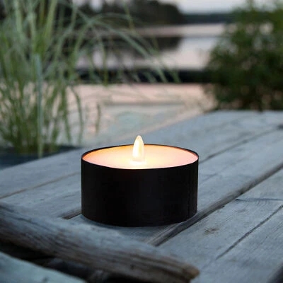 XXL Echt-Wachs Teelicht "Flaming Candle" mit Flacker-Effekt & Timer LED Kerze - Bild 1 von 4