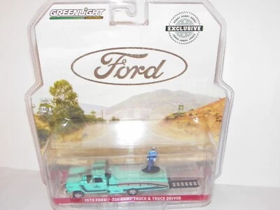 Camionetas Ford F-350 1970 Greenlight SD 1970 rampa camión y conductor de camión verde como nuevo Foto 1 de 3