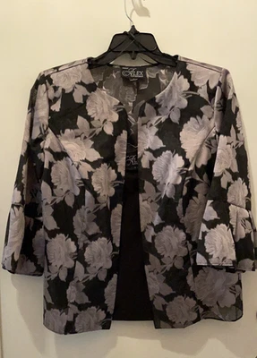 Chaqueta Alex Evenings Mujer 2 Piezas Burnout con Camisola Negra y Gris Lavanda 1X Foto 1 de 4