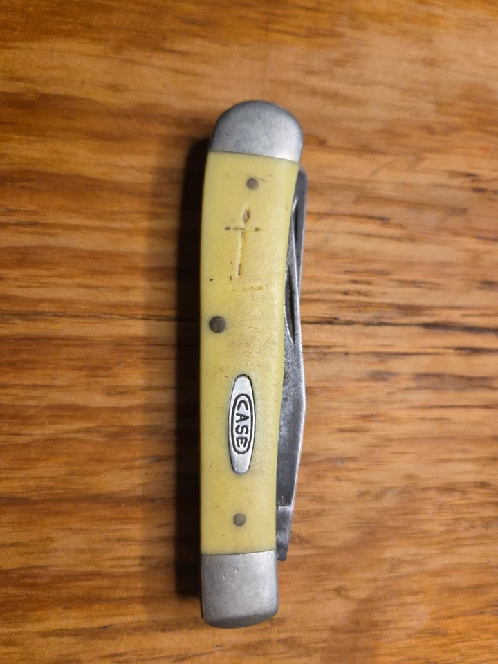 Vintage Case Xx 3254 Cv Yellow  Trapper Knife Stainless Steel USA Made - Image 1 of 4