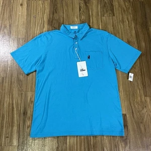 Johnnie-O Short Sleeve Golf Polo Shirt Boys 14 Blue Solid New with Tags Cotton - Picture 1 of 7