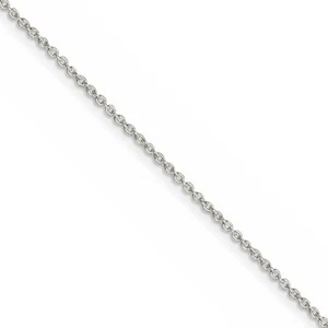 1.25mm Rhodium Plated Sterling Silver Solid Cable Chain Necklace - Picture 1 of 8