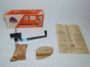 NOS VINTAGE ANDERSEN PUSH BUTTON CHROME DOOR HANDLE WITH LATCH OWENSBORO KY - Picture 1 of 9