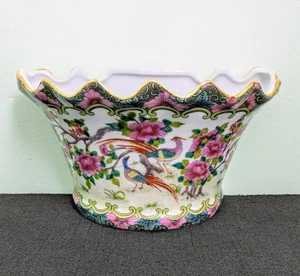 Vintage ORIENTAL ACCENT Chinese Large Porcelain Hanging Wall Vase, 10X5X6" - Picture 1 of 7