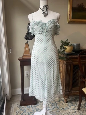 Винтажный Emanuel Ungaro бирюзовый и фиолетовый горошек 100% шелк итальянское платье - Изображение 1 из 4