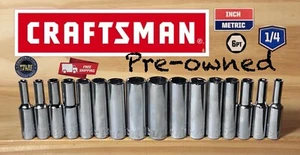 EUC Craftsman 16 Piece 1/4" Drive 6 point SAE MM Deep Socket Set - Picture 1 of 1