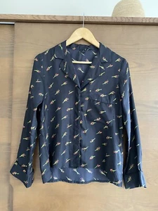 Topshop Boutique 100% Silk Black Floral Pyjama Style Shirt/ Blouse - UK Size 6 - Picture 1 of 10