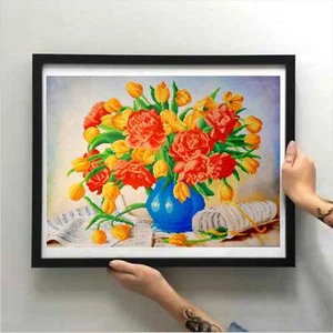 DIY Perlen Stickset "Blumen". Größe: 21,7-16,1 Zoll (55-41cm) - Bild 1 von 10